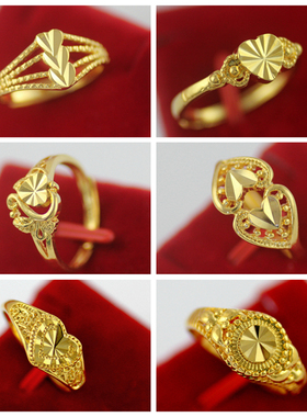 开口女士黄铜镀金饰品花朵戒指