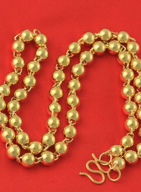 光珠金项链男士W扣光珠佛珠圆珠转运珠项链 海底金展销会饰品