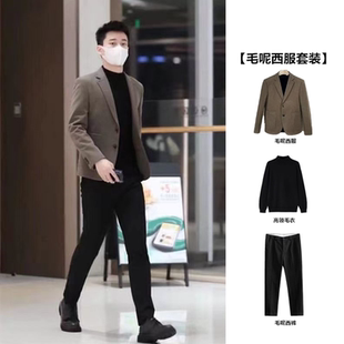 高级感轻熟风男装 毛呢加厚西服套装 秋冬厚款 西裤 休闲商务呢子 西装