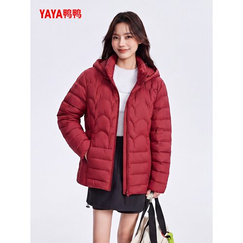 鸭鸭连帽轻薄羽绒服女2026秋冬新款短款简约百搭外穿保暖鸭绒外套