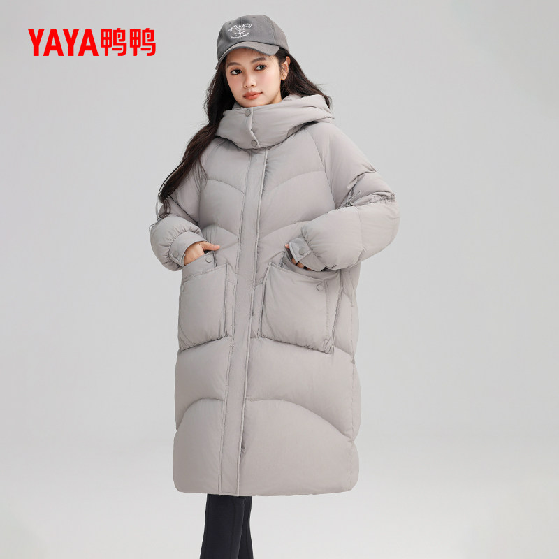 鸭鸭羽绒服女士2024冬季新品中长款保暖加厚90鸭绒厚保暖时尚外套