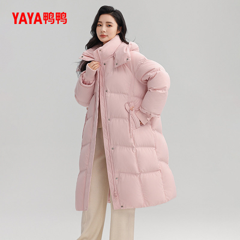 鸭鸭羽绒服女冬季新品长款过膝韩版加厚宽松直筒90鸭绒保暖外套A