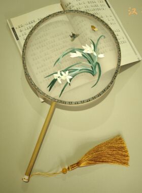 汉墨记苏绣团扇刺绣中式复古双面绣国风扇子结婚送朋友汉服配饰女