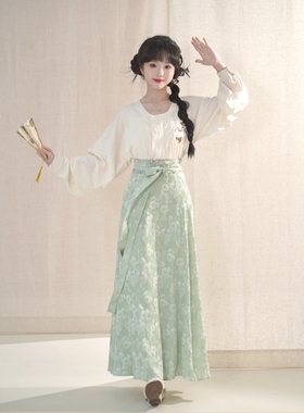 京墨汉墨记汉服唐制垂领衫日常通勤改良汉元素一片式撞色八破裙秋