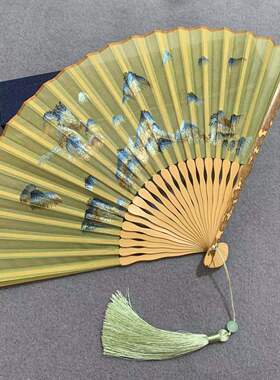 汉墨记苏绣折扇手推绣