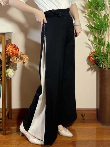 汉墨记改良宋裤纯色拼色日常通勤风汉元素汉服女秋长裤休闲阔腿裤