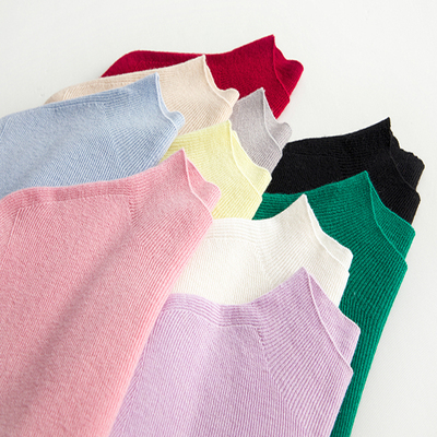 半高领针织打底衫修身羊毛衫女