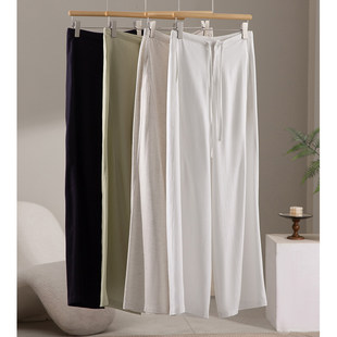 休闲裤 直简裤 女 含莱塞尔亚麻人字纹舒适透气显瘦薄款 老钱风