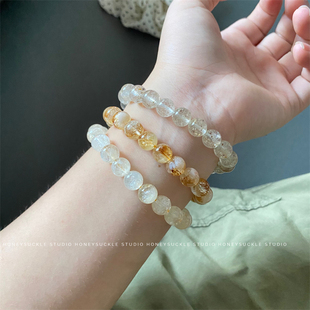 忍冬honeysuckle 手作款 新中式高品质天然石小众叠戴串珠手链女