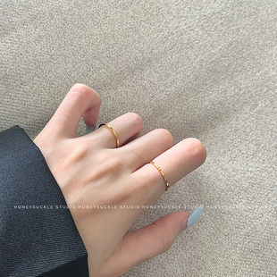 忍冬HONEYSUCKLE 买一送一钛钢极细1mm不掉色欧美ins风素圈戒指女