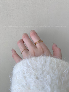 忍冬HONEYSUCKLE 轻奢简约线条钛钢不掉色戒指女 小众高级感素圈