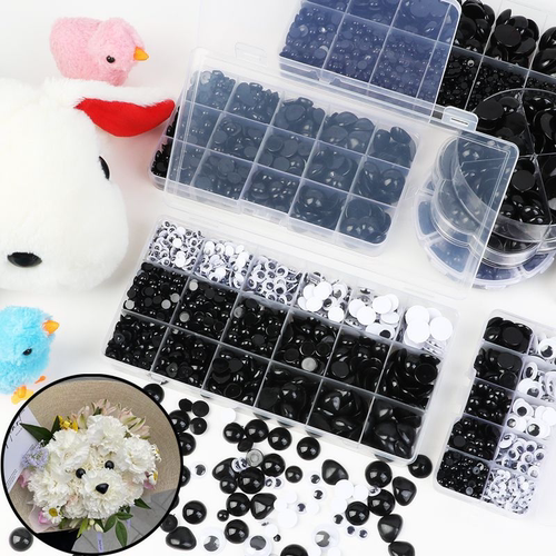 手工diy立体眼珠塑料黑豆眼睛