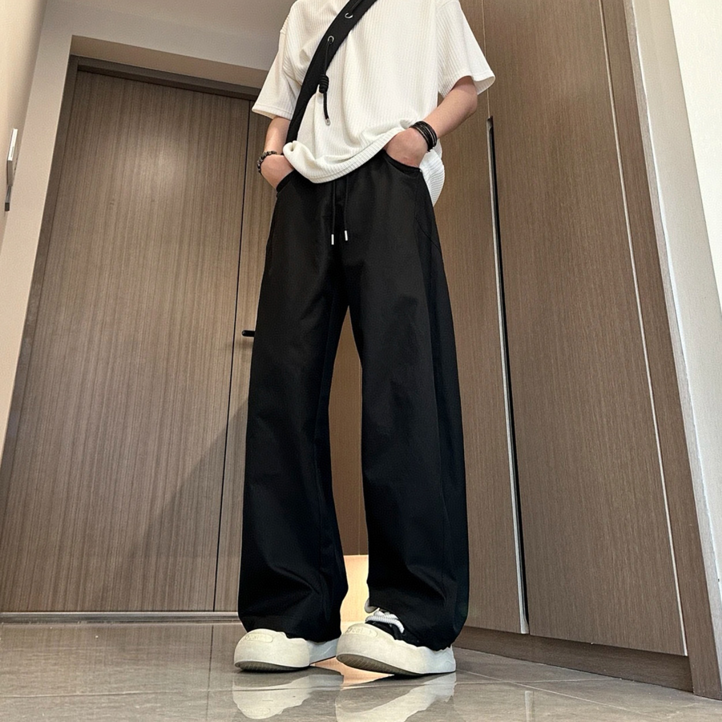 美式弯刀裤子男士潮牌加绒休闲裤