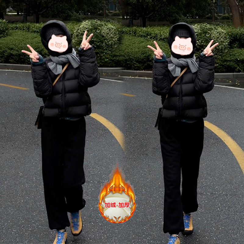 加厚加绒轻薄连帽短款羽绒棉服女2025冬季新款百搭排骨面包服外套