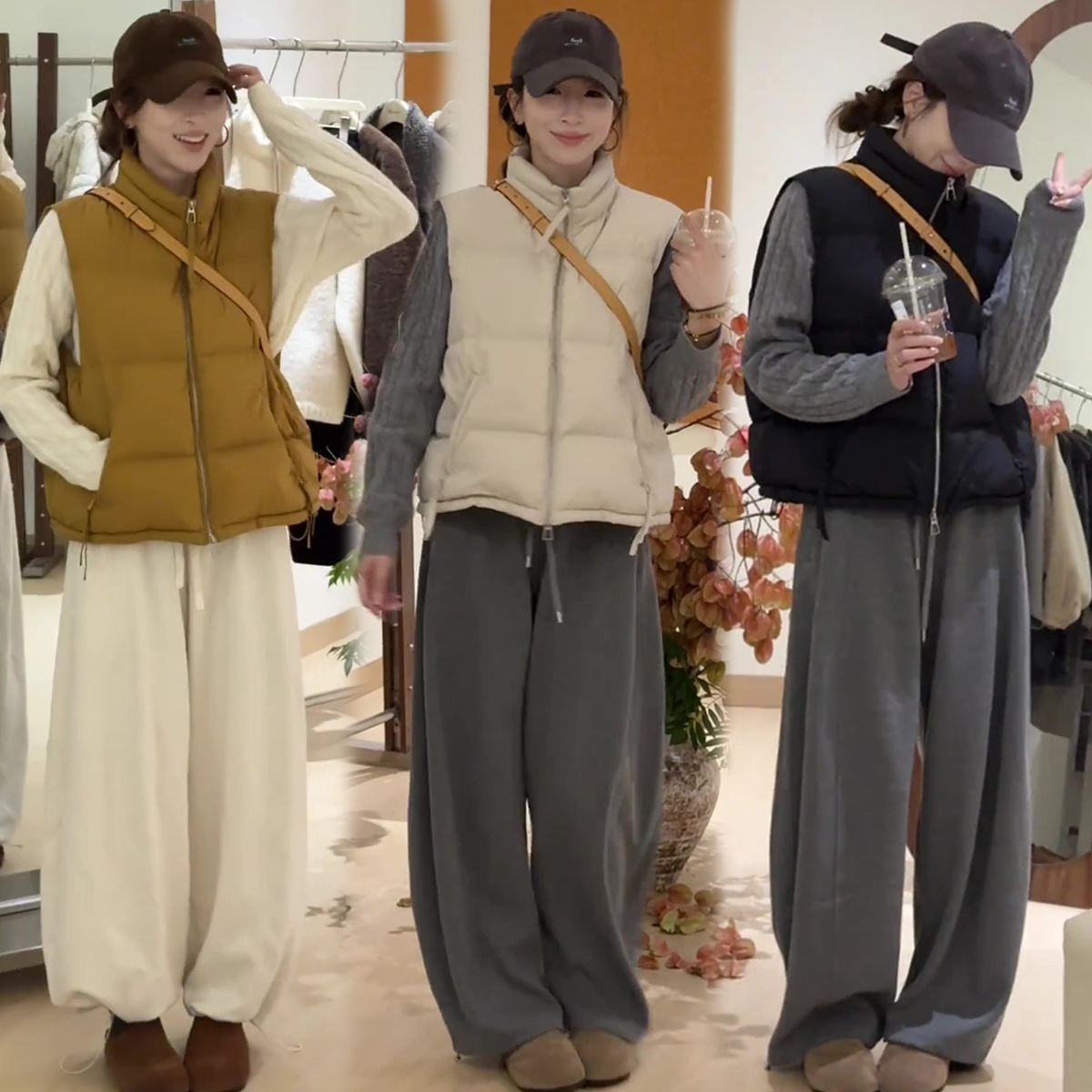 韩系立领白鸭绒羽绒马夹