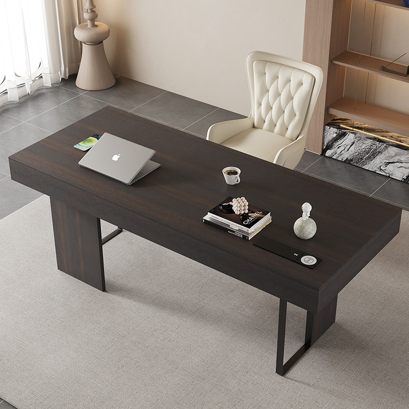 书桌轻奢现代意式极简客厅大书房家用实木老板办公写字台高级感