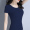 Navy blue slim fit short sleeved round neck