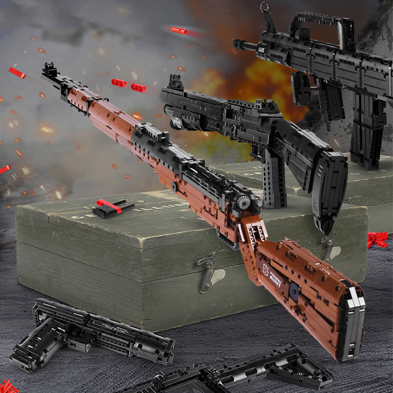 绝地求生武器模型MP5 毛瑟98K M4  95式步枪可连发射拼装积木玩具