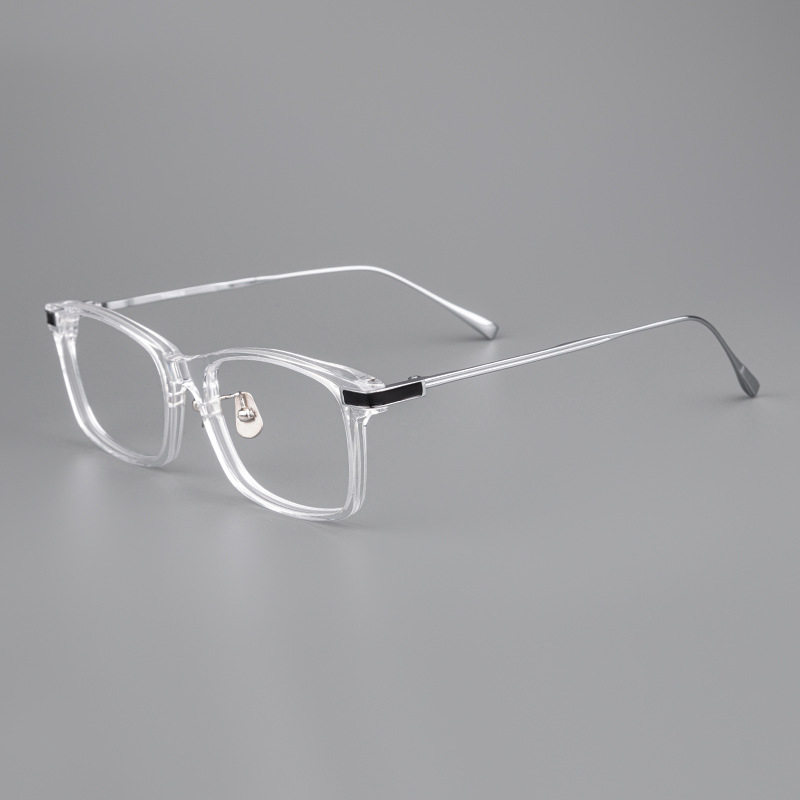 日系纯钛眼镜框陈道明同款透明板材眼镜架9999男士商务方框眼镜架