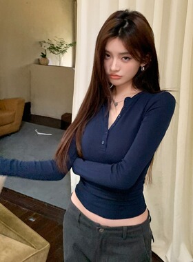 HeartyBite 2025秋冬新款莫代尔柔糯打底衫T恤女欧美ins辣妹修身
