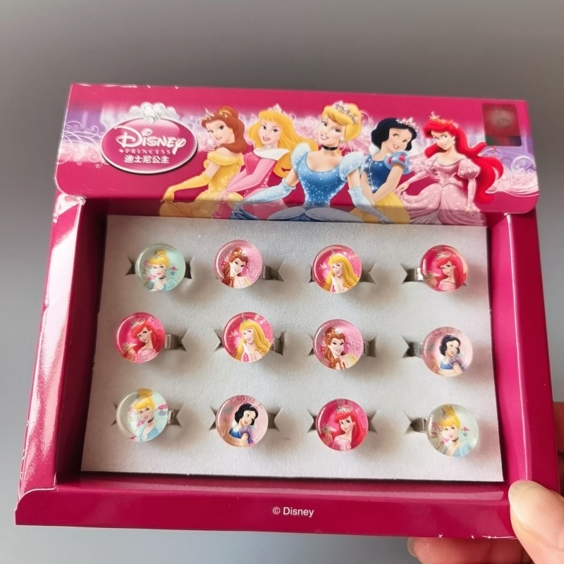 儿童戒指女童迪士尼公主图像清晰透亮玻璃戒面小戒子女孩首饰饰品