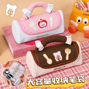 多巴胺可爱笔袋女孩高颜值ins风文具盒初中生多功能铅笔盒2025新款小学生一年级儿童简约网红爆款文具袋超火