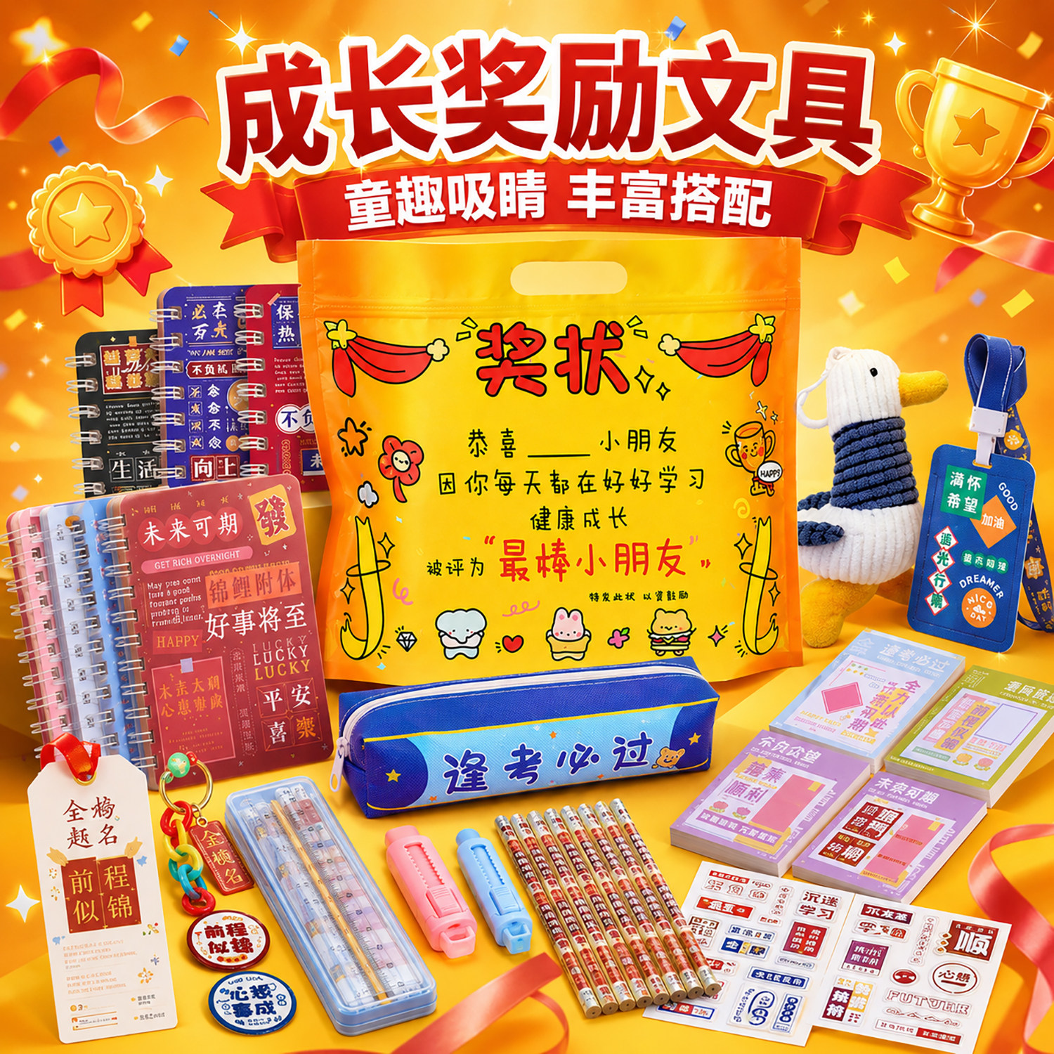 小学生毕业奖励大礼包一年级学习用品玩具套盒小礼品儿童伴手礼盲袋女孩惊喜盲盒礼物文具套装礼盒幼儿园奖品