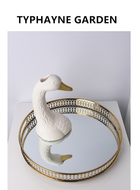 金色镂空铁艺杯子水壶简约风托盘