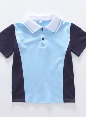 夏季儿童短袖T恤广告衫男童女童POLO衫亲子装单件上衣班服园服校