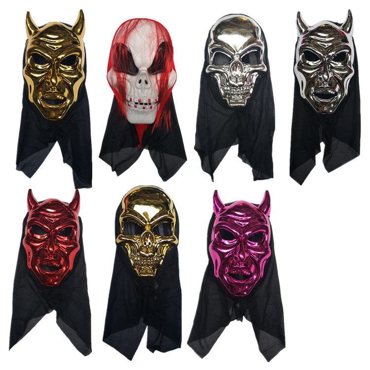 万圣节塑料骷髅面具化装舞会狂欢节派对恶魔乳胶吸血鬼表演面具