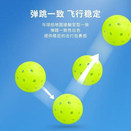 跨境热卖PE滚塑球竞技匹克球弹性耐打比赛用40孔pickleball匹克球