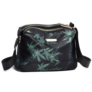 时尚多层国风竹叶通勤女士斜挎包休闲印花女包新款三层单肩斜挎包