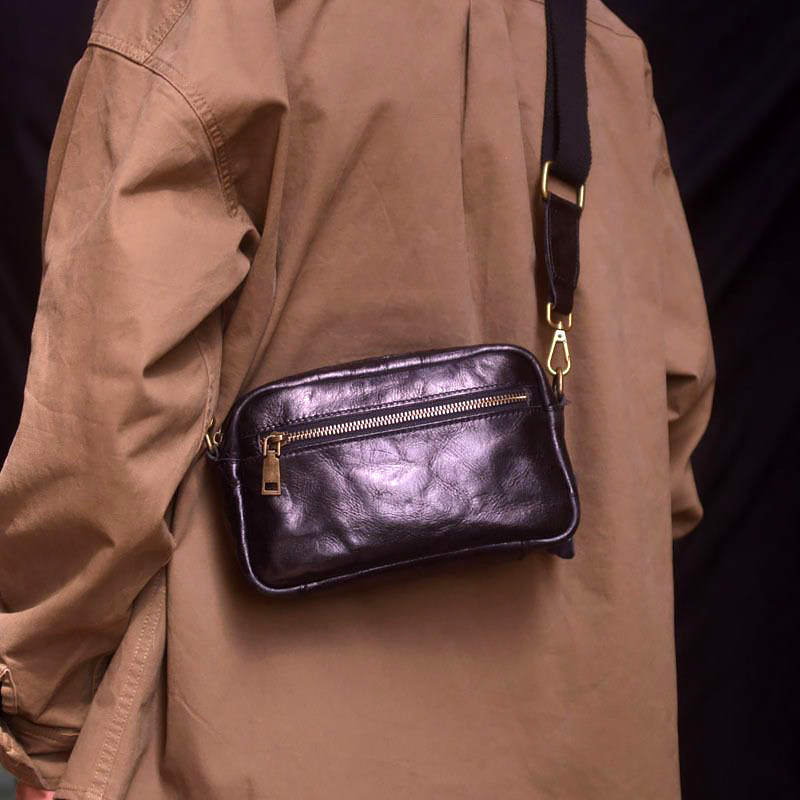 真皮植鞣头层牛皮男手机包斜挎包