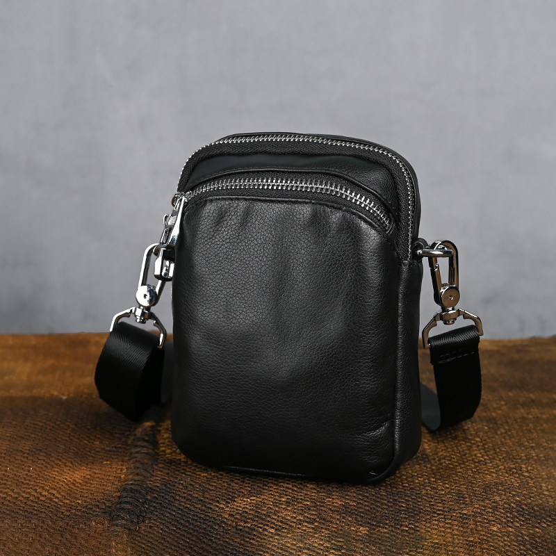 真皮男包头层牛皮单肩斜挎小包爸爸小挎包穿皮带腰包斜背手机包
