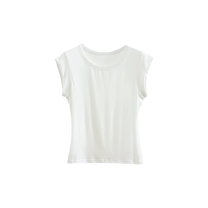 【夏季天鹅颈直角肩小蛮腰豆腐T恤】A032501