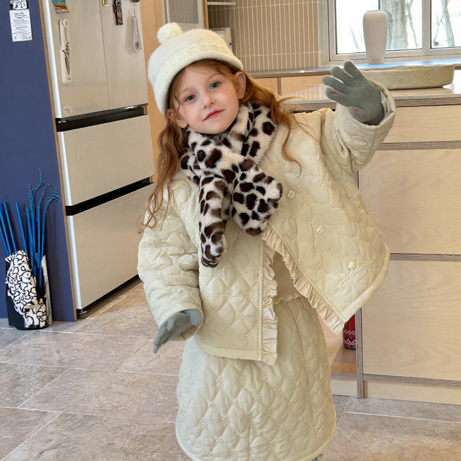 GOLI·花边绗线棉服半身裙两件套