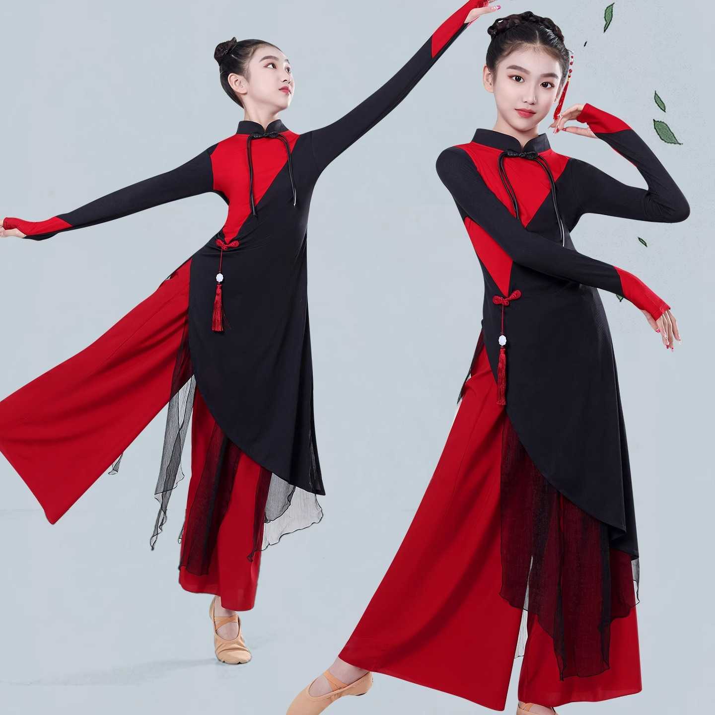 古典舞演出服女童中国风旗袍表演