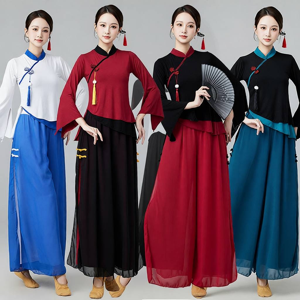 新款中国风民族广场舞服套装雪纺