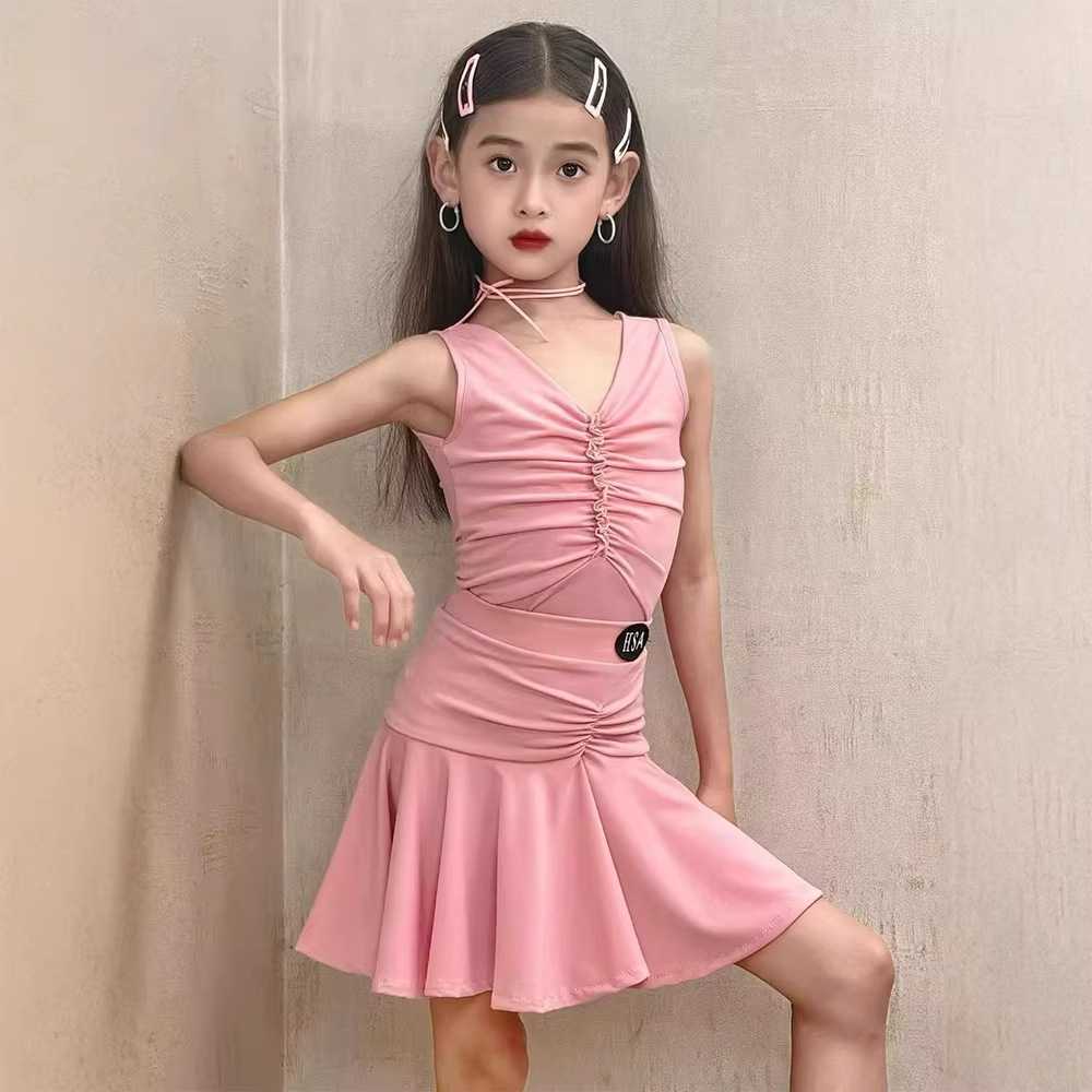 女童拉丁舞练功服新款大摆裙套装