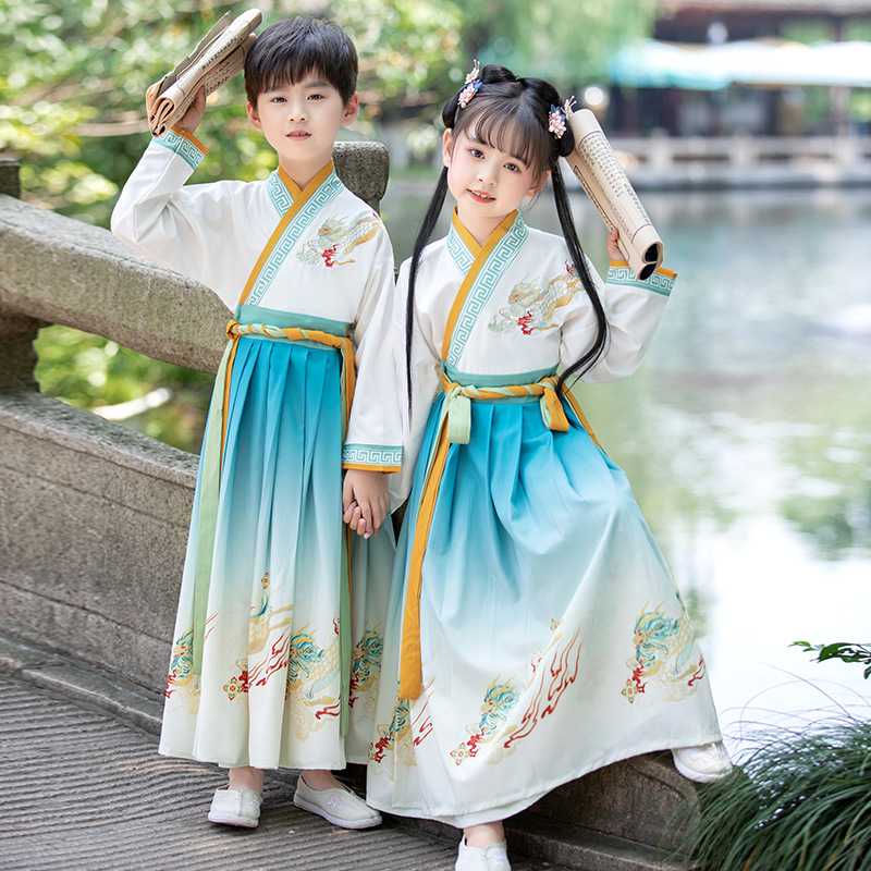 儿童古装汉服唐装三字经书童国学
