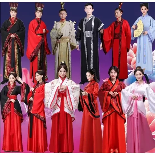 古装汉服双绕曲裾唐装表演服国学