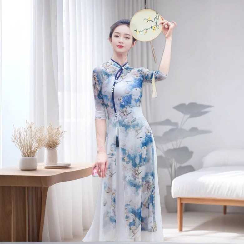 旗袍舞蹈服女弹力中国古典舞练功