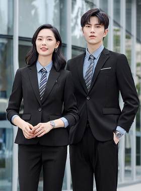秋冬季黑色经典修身职业装西服