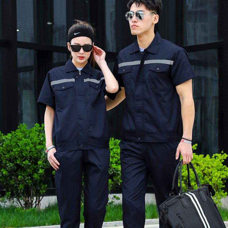 夏季工作服套装男女短袖薄款劳保服耐脏工厂机修车间工地定制校服