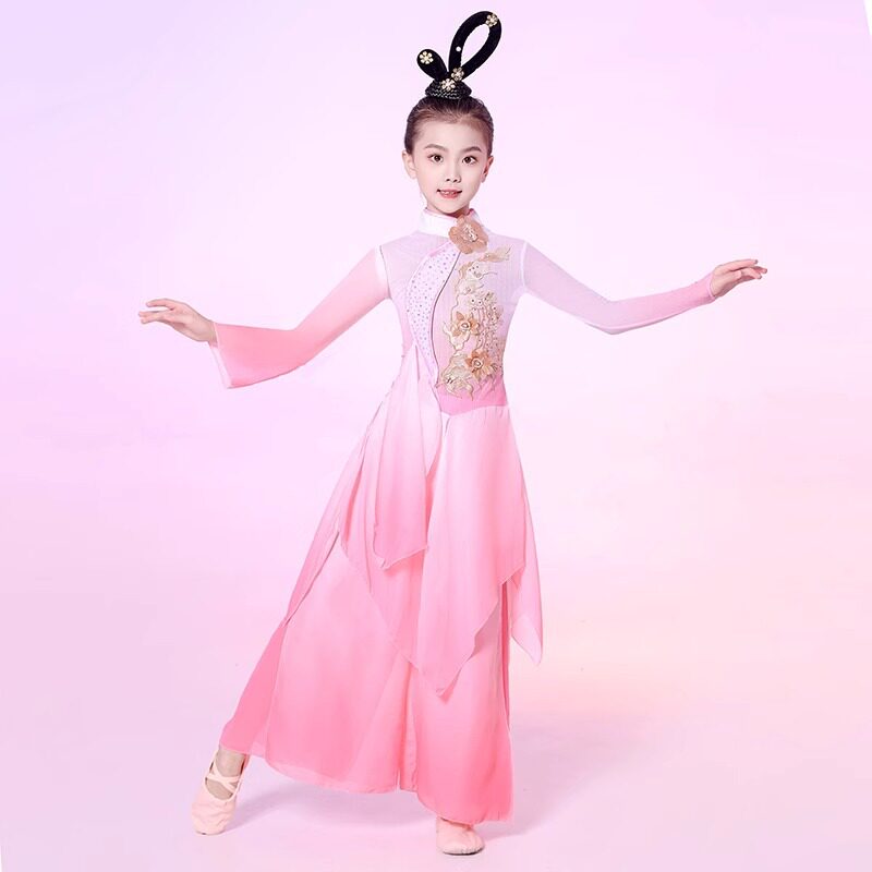 儿童古典舞演出服女古风汉唐纱衣