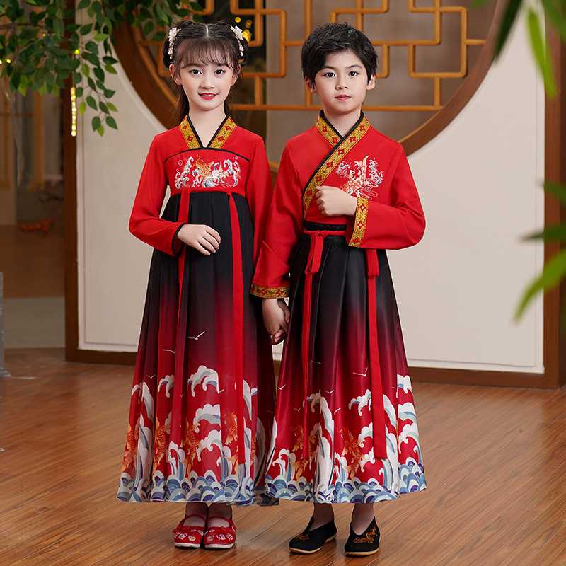 男童长袖国学风中古演出服|书童