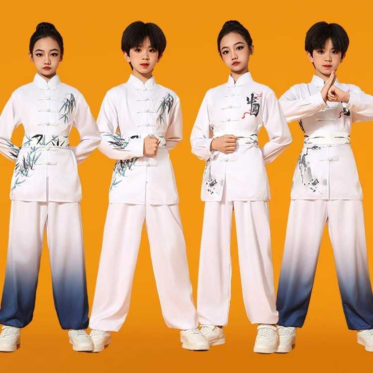 儿童武术演出服白色太极练功服