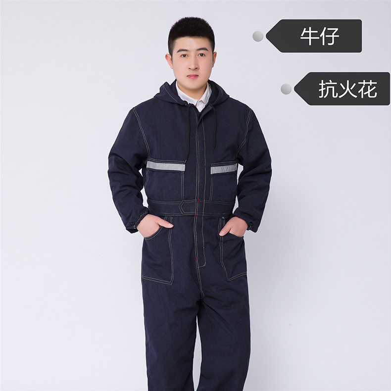 加厚牛仔连体工作服耐磨耐脏结实