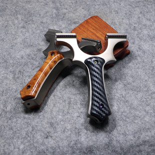 弹弓新款尖角小牛高精度不锈钢数控扁皮弹簧快压户外龙齿小黑牛角