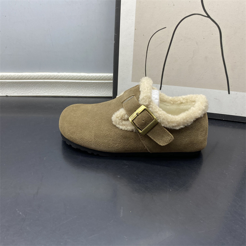 工厂断码女鞋2025秋冬新款真皮复古勃肯鞋内增高加绒保暖女棉鞋